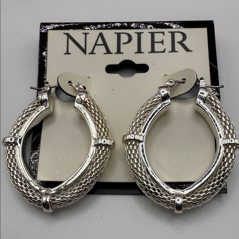 NWT Napier Silver Mesh Hoop Earrings
